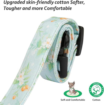 Cotton Handmade Dog Collar Cute and Distinctive Patterns Light Green Flower - Image 4
