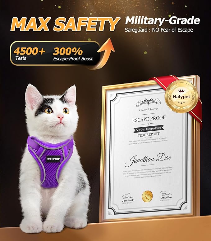 Halypet Cat Harness and Leash Set Escape Proof Adjustable Cat Leash Comfortable - Image 2