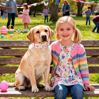 DOGWONG Easter Dog Collar, Cute Easter Pink Bunny Pet Collar Durable Holiday - Image 5