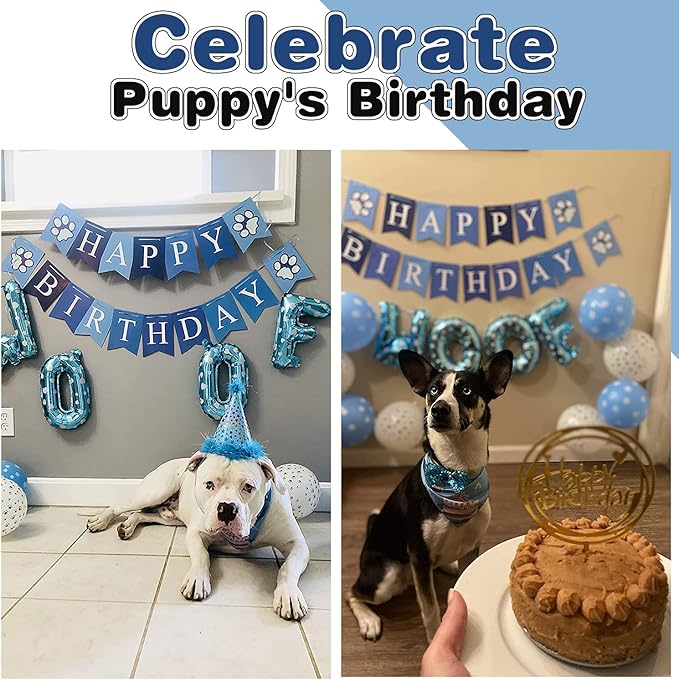 Dog Birthday Party Supplies, Adjustable Dog Bandana Set - Image 2