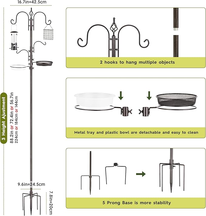 ERYTLLY Bird Feeding Station Kit Bird Feeder Pole Wild Bird Feeder Hanging Kit - Image 3