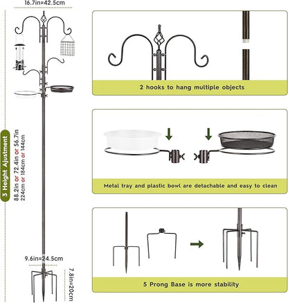 ERYTLLY Bird Feeding Station Kit Bird Feeder Pole Wild Bird Feeder Hanging Kit - Image 3