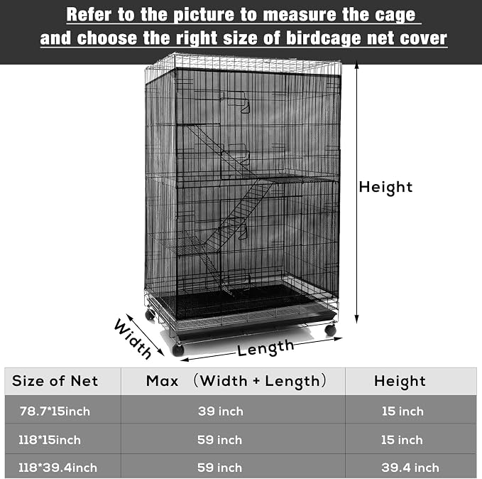 Shappy Large Bird Cage Seed Catcher, Bird Cage Cover Net Skirt Guard, - Image 3