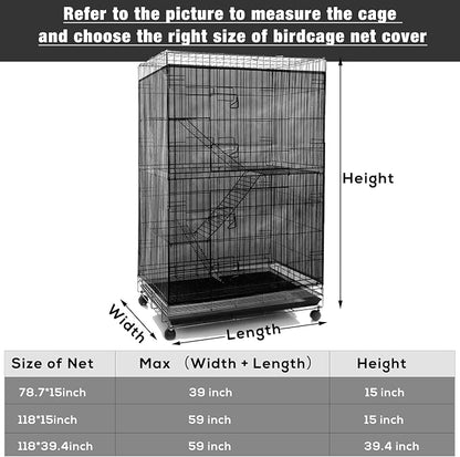 Shappy Large Bird Cage Seed Catcher, Bird Cage Cover Net Skirt Guard, - Image 3