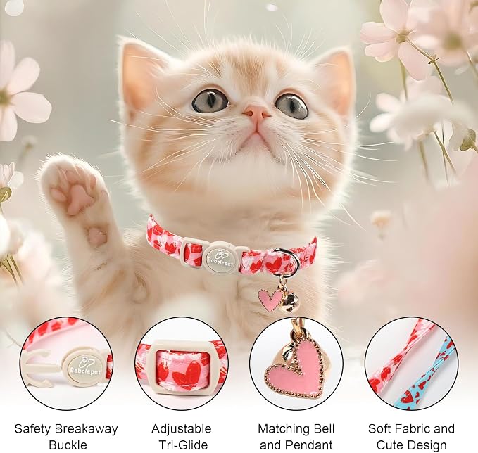 2 Pack Valentines Cat Collars - Image 3