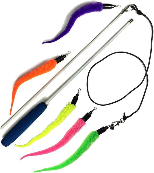 Pet Fit For Life Cat Wand Toy: 5-Piece Worm Teaser & Exerciser by PetFitForLife