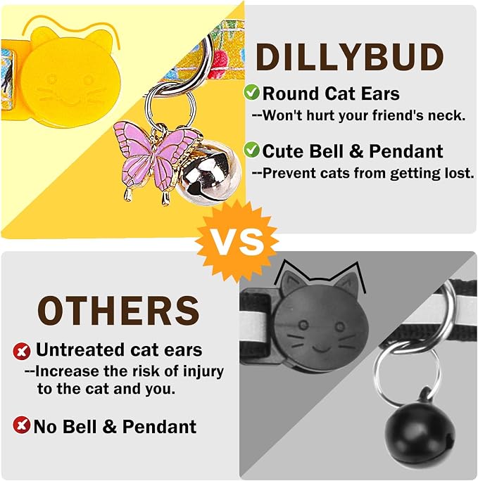 Cat Collar Breakaway with Bells, 2 Pack Soft Butterfly Kitten Collar with - Image 7