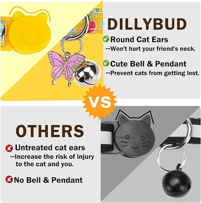 Cat Collar Breakaway with Bells, 2 Pack Soft Butterfly Kitten Collar with - Image 7
