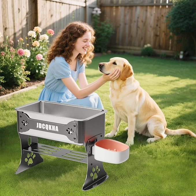 1.5 Gallon Elevated Large Dog Water Bowl, 2 Height Adjustable Stainless Steel - Image 7