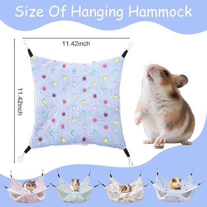 4 Pack Small Animal Hammock, 11.4x11.4 Inch Guinea Pig Rat Ferret Hanging Bed - Image 2