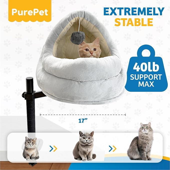 Cat Desk Bed with Scratching Post – Elevated Modern Perch - Image 4