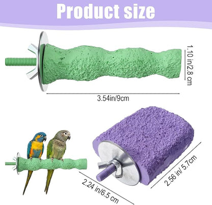 Bird Beak Grinding Stone 2 Pcs Bird Parrot Cage Perch Stand Platform Foot Claws - Image 2