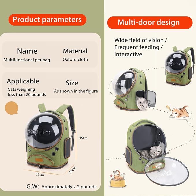 Cat Backpack Carrier, Breathable Cat Carrier Large Space Bubble Pet Backpack - Image 2