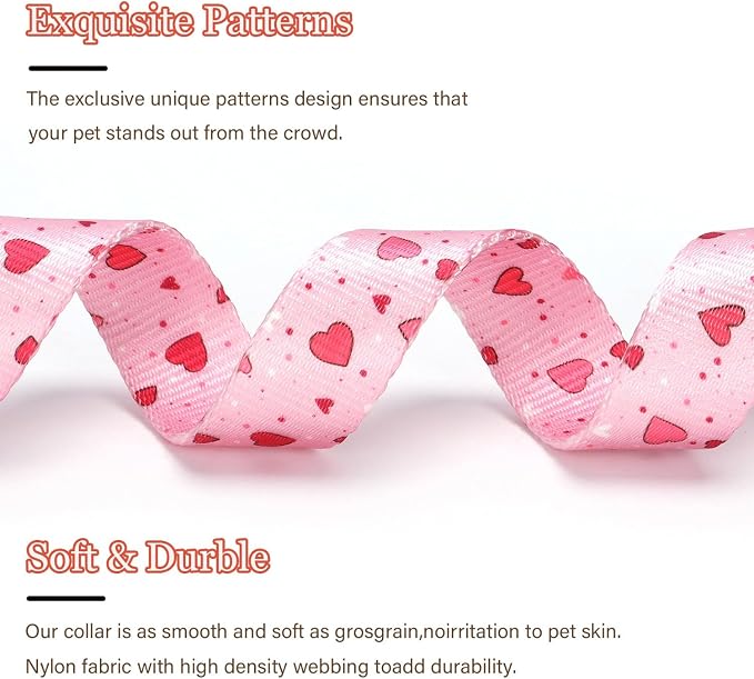 Love Pattern Dog Collar with Buckle Adjustable Safety Nylon Collars - Image 3