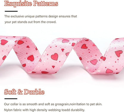 Love Pattern Dog Collar with Buckle Adjustable Safety Nylon Collars - Image 3