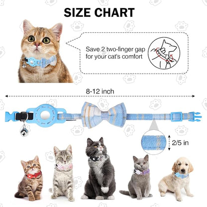 Airtag Cat Collar with Bells and Bowtie -Safety Elastic Band Kitten Collar - Image 3