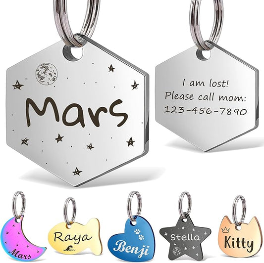 Anavia Small Size Dog Cat ID Tags, Small/XS Personalized Color Plated Stainless by Anavia