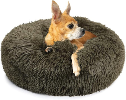 Calming Donut Dogs Beds for Small Dogs Washable, 19inch Fluffy Round Puppy Bed by nononfish