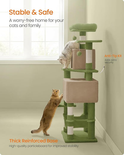Feandrea Cat Tree, 59.5-Inch Tall Cat Tower, Plush Multi-Level Condo - Image 7