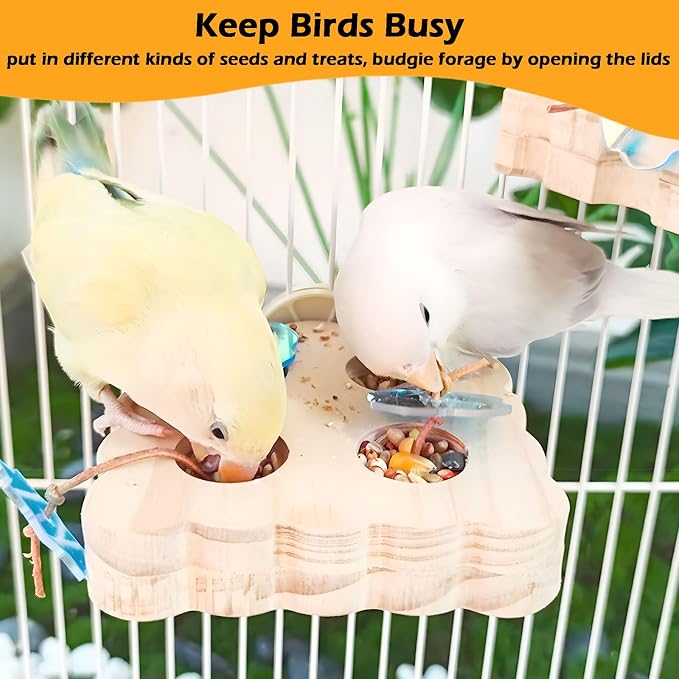 2Pcs Wooden Small Bird Foraging Toys, Interactive Parakeet Foraging Toys - Image 4