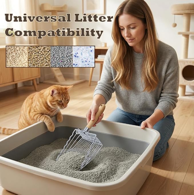 2 Pack Metal Cat Litter Scoops, Heavy-Duty Kitty Scooper - Image 5