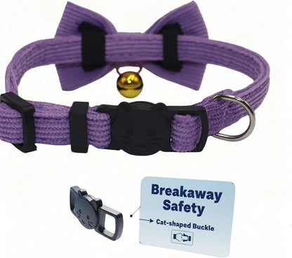 THAIN Cat Collar with Bow Tie and Bell, Breakaway Adjustable Cute Soft Corduroy - Image 3