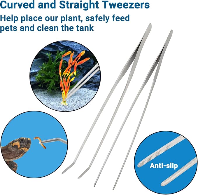 Segarty Aquarium Aquascaping Tools, 6 in 1 Stainless Steel Silver Aquascaping - Image 3