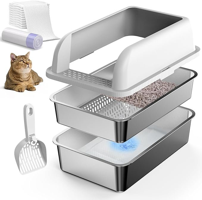 23.6''x16''x12'' Enclosed Stainless Steel Litter Box by Suzzipaws