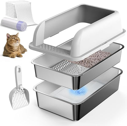 23.6''x16''x12'' Enclosed Stainless Steel Litter Box by Suzzipaws