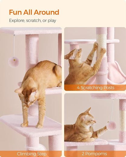 Feandrea Cat Tree, 55.1-Inch Cat Tower, Plush Multi-Level Condo - Image 6