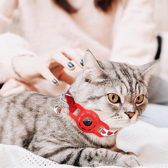 BINGPET AirTag Cat Collar with Bells, Upgraded Safety Elastic Cat Collar with - Image 7