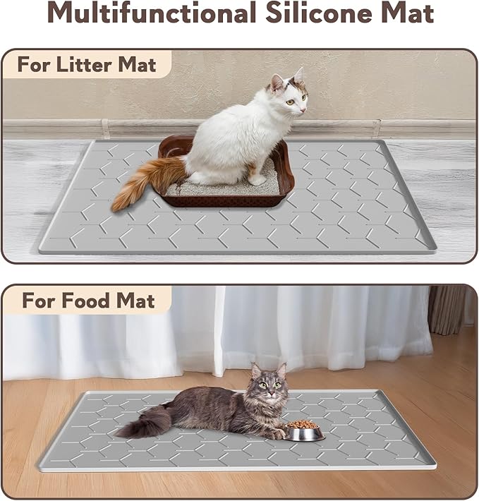 Cat Mat for Litter Box, Large 34" X 22" Cat Litter Mat, Waterproof Silicone Pad - Image 6