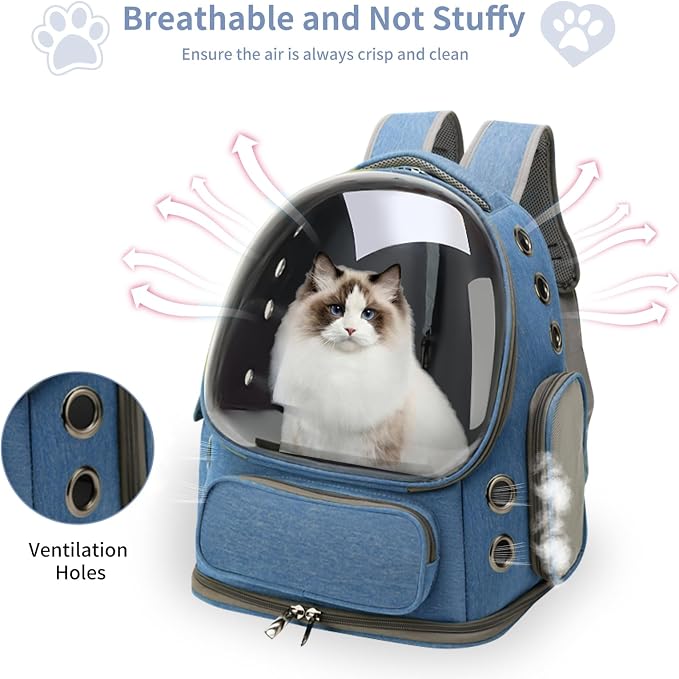 Cat Backpack Carrier for Cats and Small Dogs, Breathable Cat Bubble Backpack - Image 2