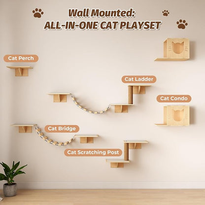 12-Pc Cat Wall Shelves, Cat Wall Furniture Set - Image 4