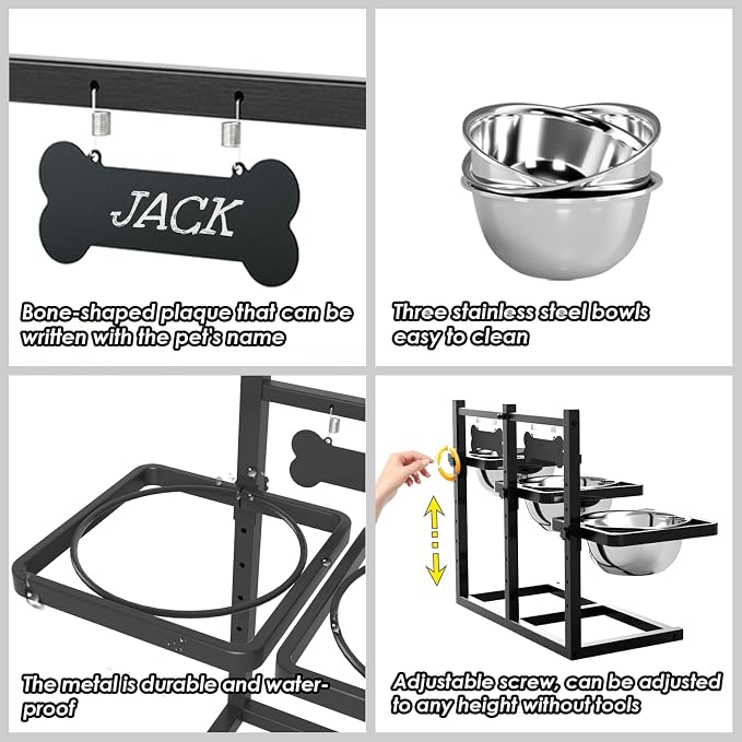Elevated Dog Bowls for Large Dogs, 6 Height Adjustable Raised Stand - Image 5