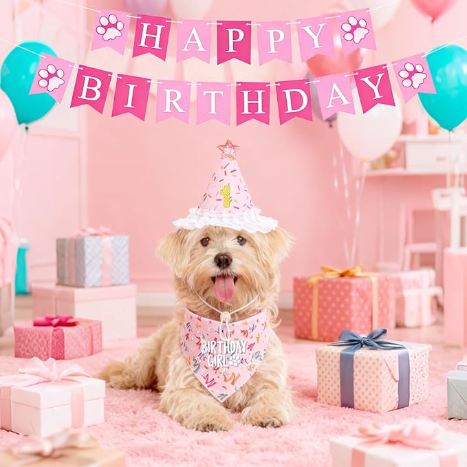 Dog Birthday Party Decorations, Adjustable Dog Bandana Set - Image 6