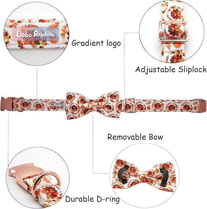 Dog Collar - Thanksgiving Turkey Bowtie Gift Soft Bow Collar - Image 2