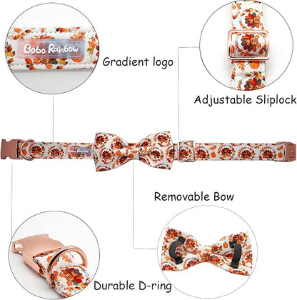 Dog Collar - Thanksgiving Turkey Bowtie Gift, Soft Bow Adjustable Metal Buckle - Image 2