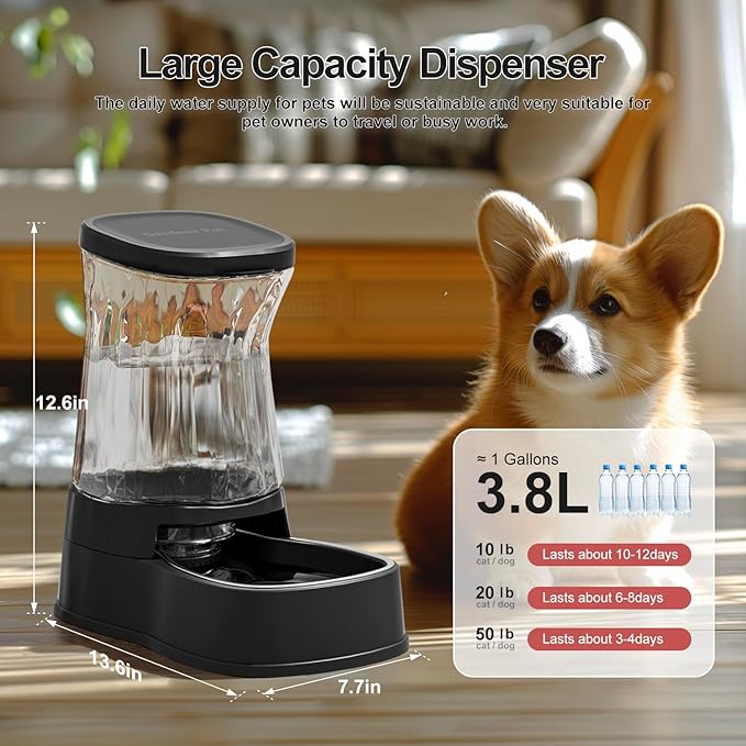 Gardner Pet Automatic Dog Water Dispenser Gravity Stainless Steel Water Waterer - Image 3