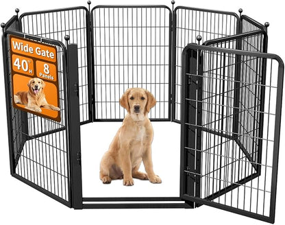 Dog Fence Outdoor Pens Outside, Portable Dog Play Pen 40" H 8 Panels Pet by Unknown