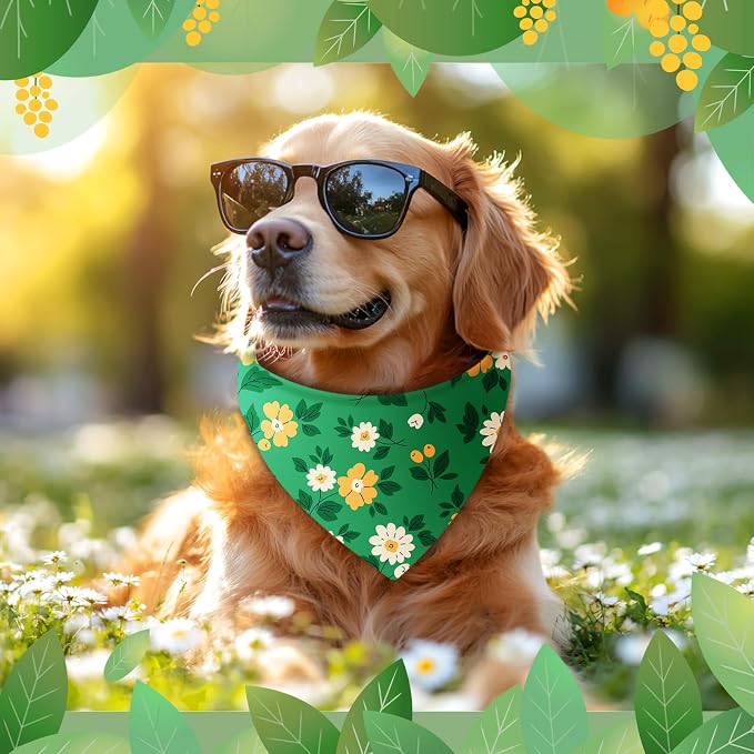 Abbylike 50 Pieces Spring Dog Bandanas Bulk Flower Daisy Sunflower Dog Bandanas - Image 6