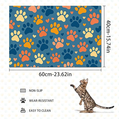 Colorful Dog Paw Print Pet Feeding Mat Spill-Proof Pets Food Mat - Image 4