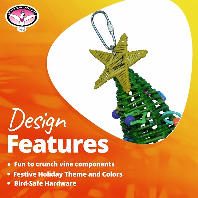 Super Bird Creations SB872 Mini Xmas Tree Bird Toy, Small/Medium Bird Size - Image 7