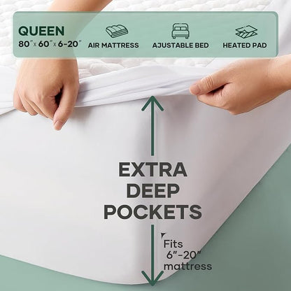 OhGeni 100% Waterproof Mattress Protector, Full-Navy Blue Size Mattress Pad - Image 8