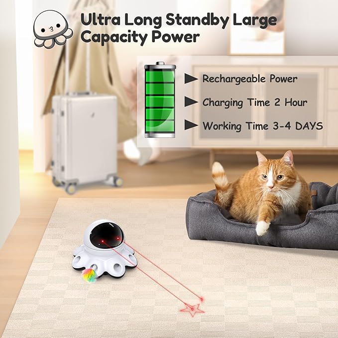 ORSDA Cat Laser Toy, 2-in-1 Interactive Automatic Motion Activated Moving 8 - Image 6