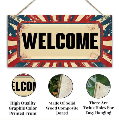 Welcome Sign for Front Door, Welcome Decor Wooden Hanging Sign for Wall Decor - Image 3