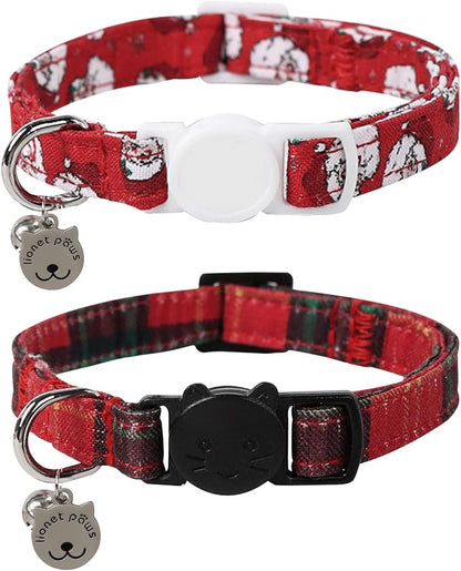 Lionet Paws 2pcs Pack Cotton Cat Collar, Breakaway Buckle Christmas Cat Colar by lionetpaws