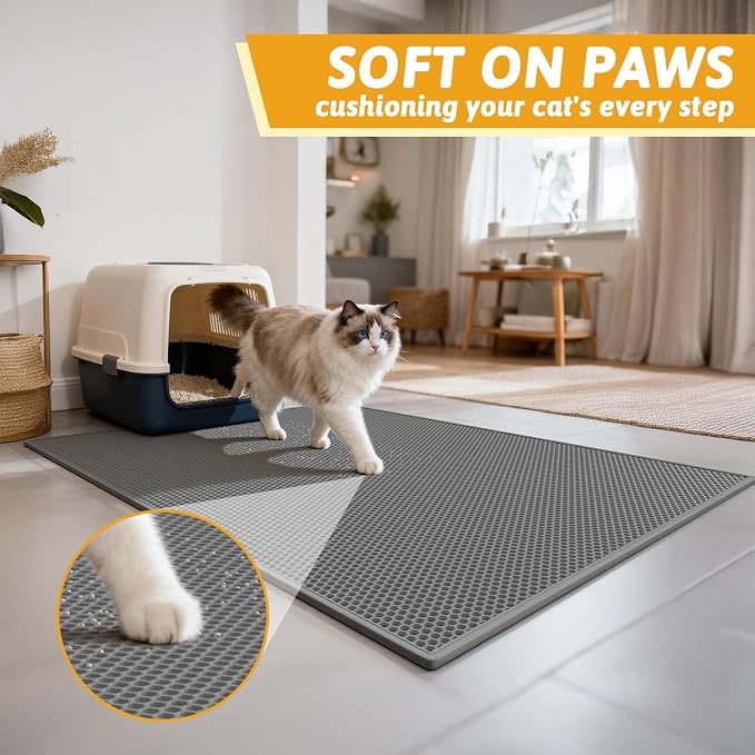Pieviev Cat Litter Mat Double Layer Waterproof Urine Proof Trapping Mat 1 Pack) - Image 4