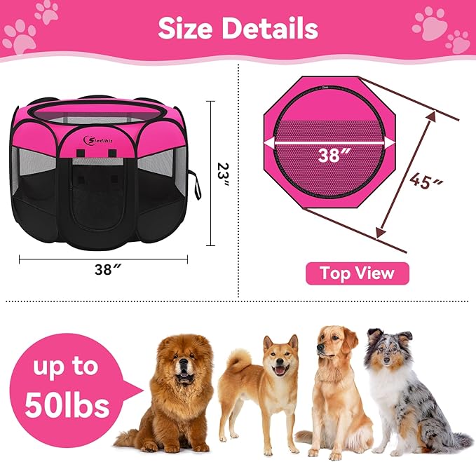 Dog Cat Playpen, Large Puppy Pet Playpen, Dog Crate Tent Cage Indoor/Outdoor - Image 8