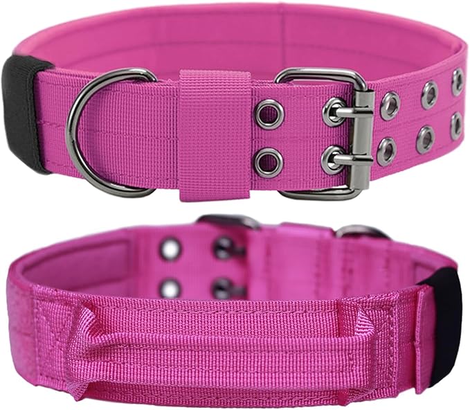 Tactical Dog Collar with Handle, Military Adjustable Heavy Duty Metal Buckle by Periflowin